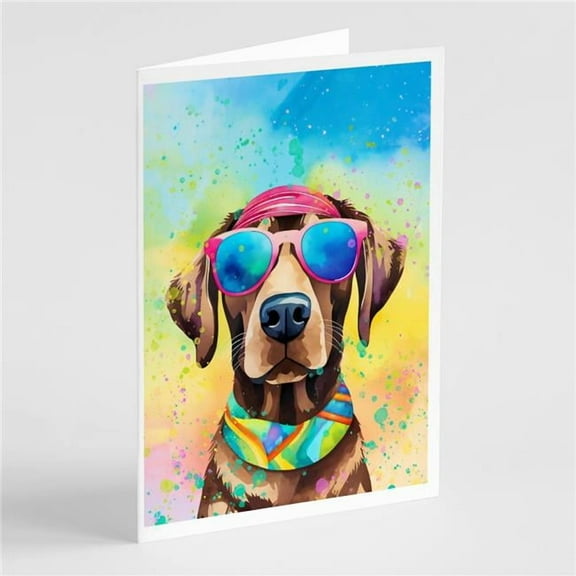 Chocolate Labrador Hippie Dawg Greeting Cards Pack of 8 7 in x 5 in