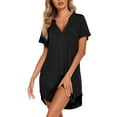 thumbnail image 2 of Ekouaer Cotton Nightgown for Women V Neck Button Down Night Gowns Sleepshirts Short Sleep Shirts, 2 of 5