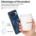 thumbnail image 3 of Compatible with Google Pixel 9 / 9 Pro, Classic Card Slots 360 Rotating Finger Ring Kickstand PU Leather + TPU Frame Magnetic Closure Back Case Cover for Google Pixel 9 / 9 Pro, Blue, 3 of 8