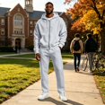 thumbnail image 4 of Domuza Mens Full‑Zip Hooded Sweatshirt and Straight‑Leg Sweatpants Set, 2‑Piece Pullover Sweatsuit, Relaxed‑Fit Athletic Casual Outfit with Pockets, 4 of 5