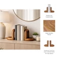 thumbnail image 5 of Decorative Mango Wood Bookends for Bookshelf Decor - Book Accessories for Office Desk, Home Library, or Shelf Accent - Book Ends for Entryway Console Table or Kitchen Counter - Set of 2, 8", Brown, 5 of 12