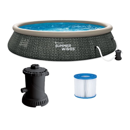 Summer Waves 15ft x 36in Quick Set Ring Above Ground Pool, Dark Gray Herringbone