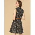 thumbnail image 3 of Día de San Patricio Vestido Sin Mangas Con Cinturón Estampado Por Encima De La Rodilla Con Media Tapeta Para Mujer Floral Negro, Amarillo XS, 3 of 6