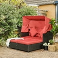 thumbnail image 2 of Outsunny Lit de Jour Double d'Extérieur avec Auvent et Coussin, Rouge, 2 of 10