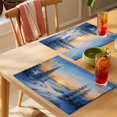 thumbnail image 4 of Winter Landscapes Placemats Set of 6 Snowfall Nature Forest Sunset Place Mats Indoor Wipeable Table Mats Washable Cloth Dining Table Placemats for Kitchen Holiday Party Home Decor 13x19 Inch, 4 of 9