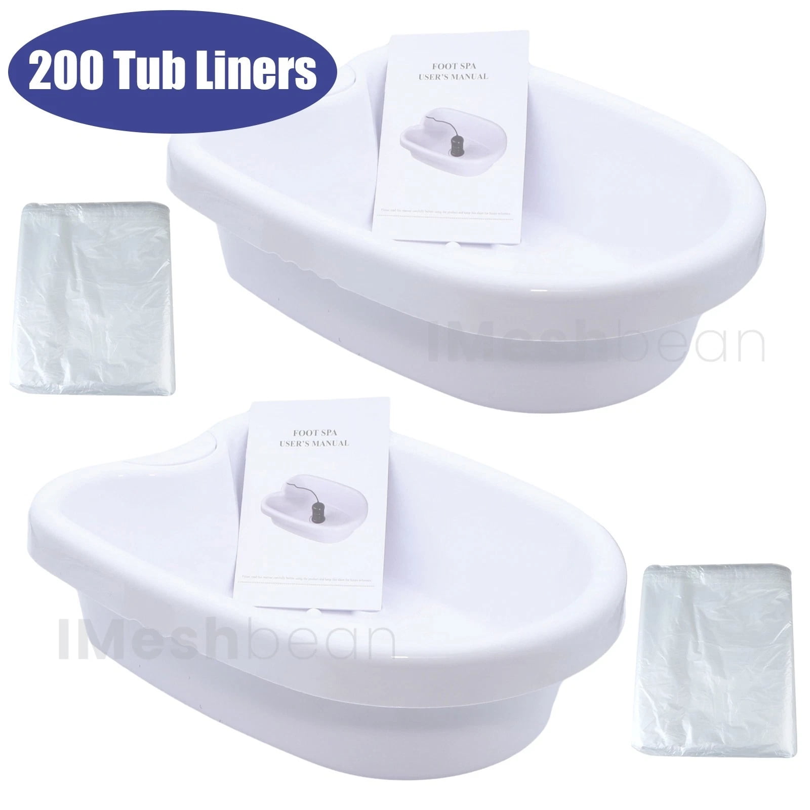 iMeshbean 2 PACK Ion Detox Plastic Foot Bath Tub Basin for All Ionic Detox Spa Machine w/200 Liners