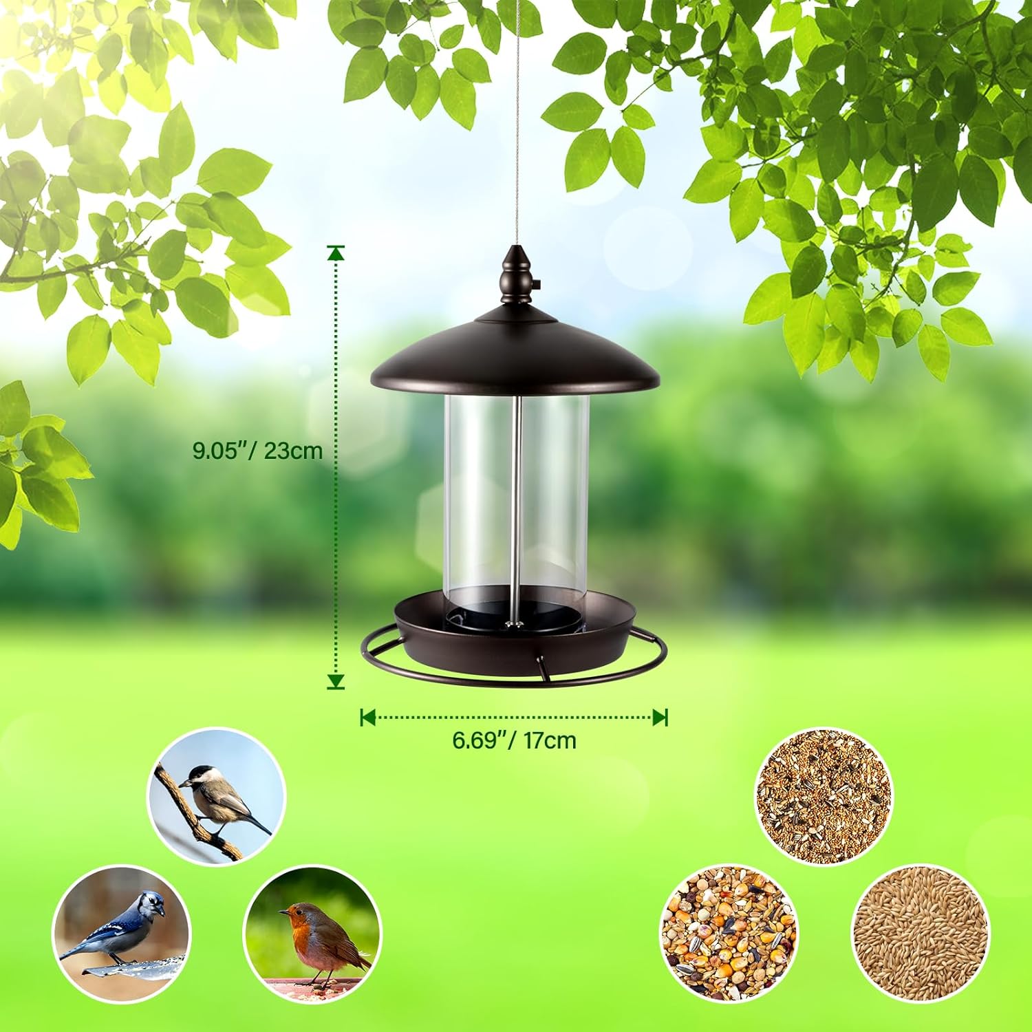 KEENSTONE Bird Feeder for Outdoors - 360° Feeding Perch
