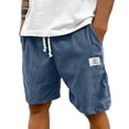 thumbnail image 3 of Nestiefly Mens Corduroy Shorts Elastic Waist Drawstring Lightweight Casual Summer Beach Lounge Short with Pockets Navy XL, 3 of 5