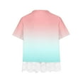 thumbnail image 4 of AJTQTH Girls Tops Kids Summer Gradient Printed Cute Lace Patchwork Tees Short-Sleeved Crewneck Tshirts Blouses Shirts for Summer Casual Party Holiday Beach Clothes Multicolor#02 3 Years, 4 of 4