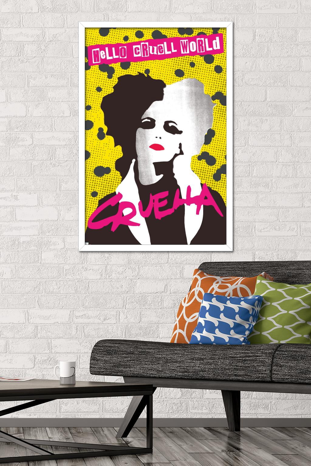 Disney Cruella - Hello Cruell World Wall Poster, 22.375" x 34", Framed
