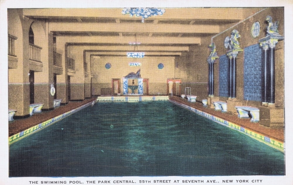 The Swimming Pool At The Park Central Hotel New York 1930s Poster Print 