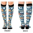 thumbnail image 4 of FORMRS Womens Knee High Socks Casual Long Thick Travel Daily Wear, 1 Pair, Blue Cute Train Pattern, 4 of 6