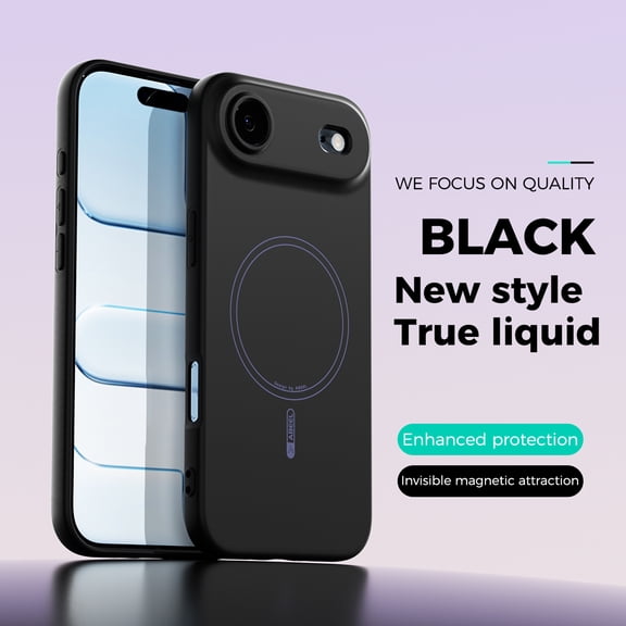 Decase for Apple iPhone Air Case,Liquid Silicone Magnetic Shockproof Anti-Scratch Phone Cover,Support Mag-Safe Wireless Charging,Slim Soft Matte TPU Solid Color Case for Women Men,Black