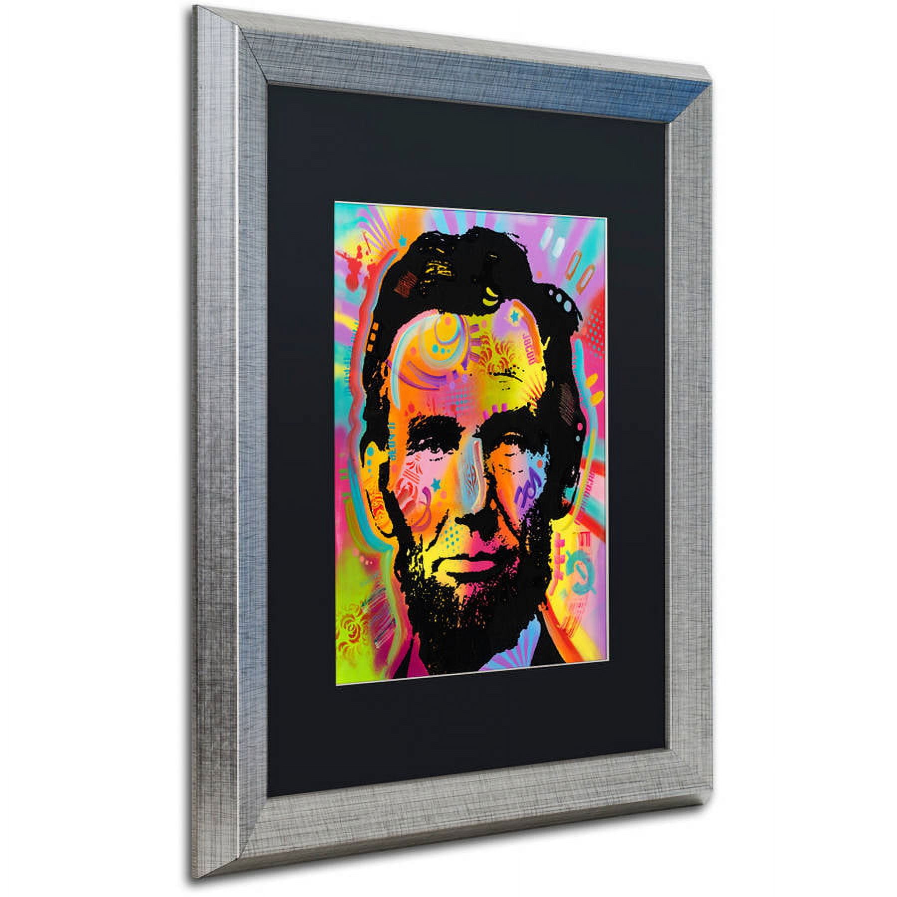 Trademark Fine Art "Abraham Lincoln IV" Canvas Art by Dean Russo, Black Matte, Silver Frame