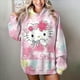 thumbnail image 1 of Sudadera con capucha y estampado de HELLO KITTY para mujer, suéter informal holgado de manga larga en blanco y rosa, sudadera fina y elegante de talla grande para mujer, 1 of 1