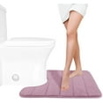 thumbnail image 1 of LAICAIW Memory Foam Toilet Bath Mat U-Shaped, 24 X 20 Inches,Soft and Comfortable, Super Water Absorption, Non-Slip, Machine Wash and Easier to Dry for Bathroom Commode Contour Rug, Mauve, 1 of 7