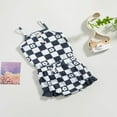 thumbnail image 3 of Infant Baby Girl Summer Clothes Set Checkerboard Plaid Floral Print Sleeveless Romper+Ruffle Shorts Outfit, 3 of 9