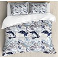 thumbnail image 1 of Aqua Jellyfish Duvet Cover Set Queen Size, Abstract Style Composition of Sea Turtle Dolphin Octopus Coral Seaweed, Decorative 3 Piece Bedding Set with 2 Pillow Shams, Multicolor, by Ambesonne, 1 of 3