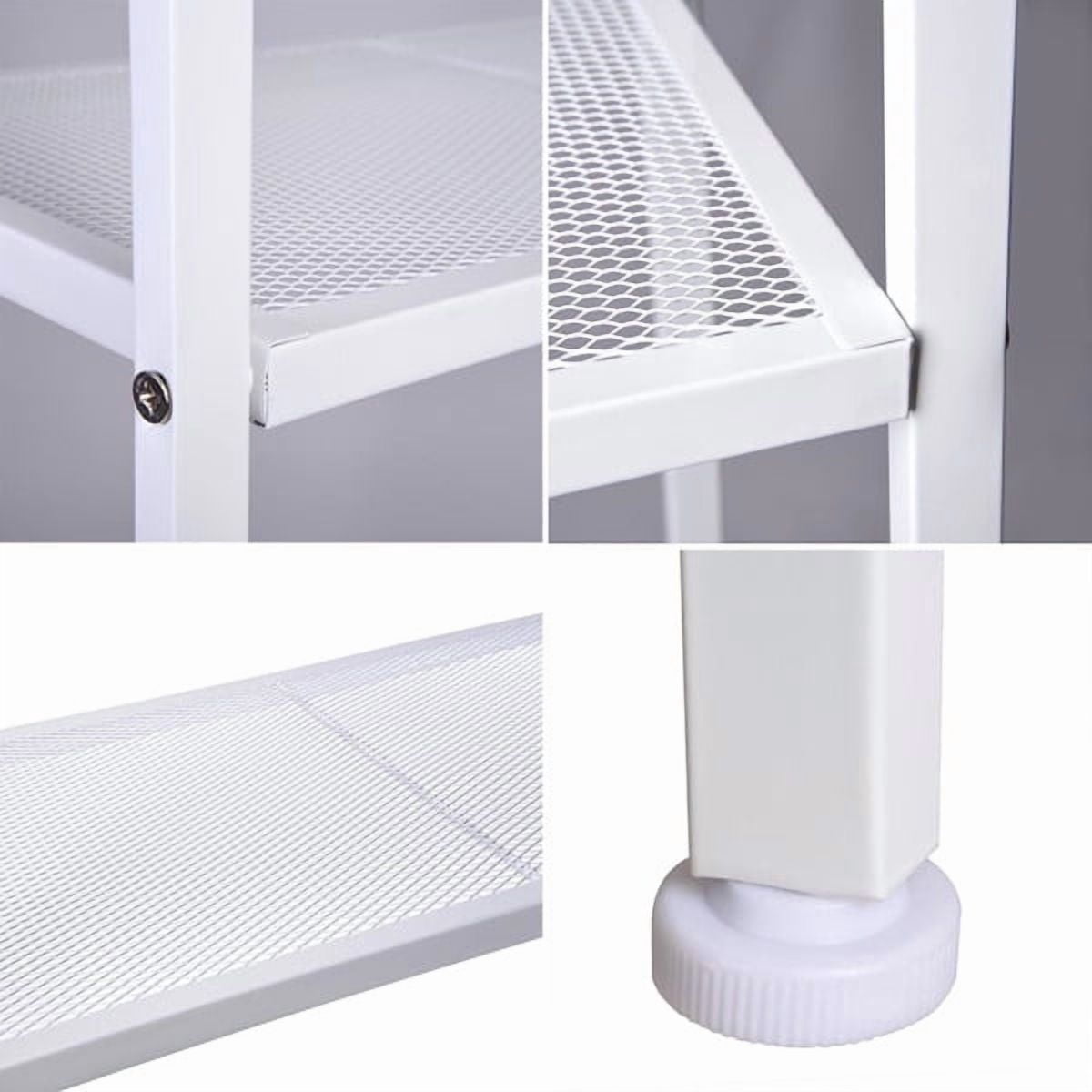 Alvantor 4 Tier Iron Bookshelf, Freestanding Bookcase Storage Shelf for Books and Decor, 23.62 x 13.78 x 57.87 in, Ivory White