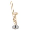 thumbnail image 3 of Miniature Trombone Replica with Gold Plated Stand and Case, Instrument Model, Musical Ornaments, 3 of 3
