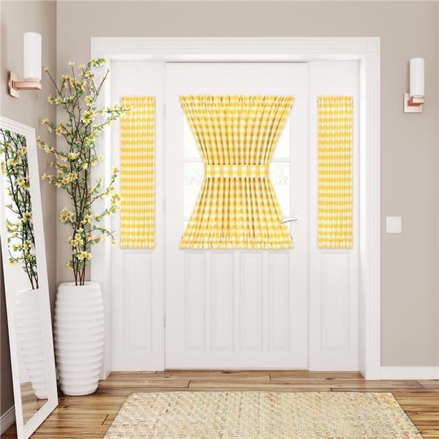 25 x 40 in. Polyester Light Filtering Rod Pocket Buffalo Check Curtain Panel, Yellow