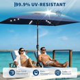 thumbnail image 5 of Senfot 6.5x10FT Rectangular Patio Umbrella, Iron Frame, Polyester Fabric, Solar LED Lights, Garden Shade Blue, 5 of 6