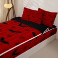 thumbnail image 3 of Homewish Simple Halloween Bat Zipper Twin Comforter Sets with Fitted Sheet and 2 Pillowcases,Tiny Bow Print Zipper Bedding Set,Red Black,Black Reversible,4 Pieces, 3 of 7