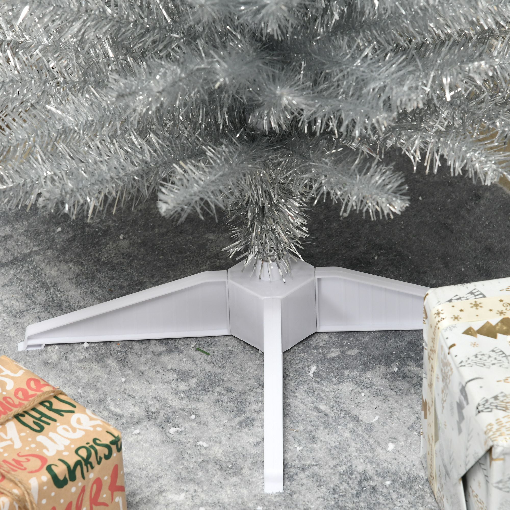 6 ft Artificial Pencil Christmas Tree, Slim Unlit Xmas Tree with 390 Branch Tips and Plastic Stand for Small Rooms and Apartments