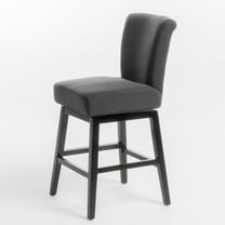 GDF Studio Cleo Contemporary Upholstered 27.5 Inch Swivel Counter Stool, Dark Charcoal Fabric and Dark Brown