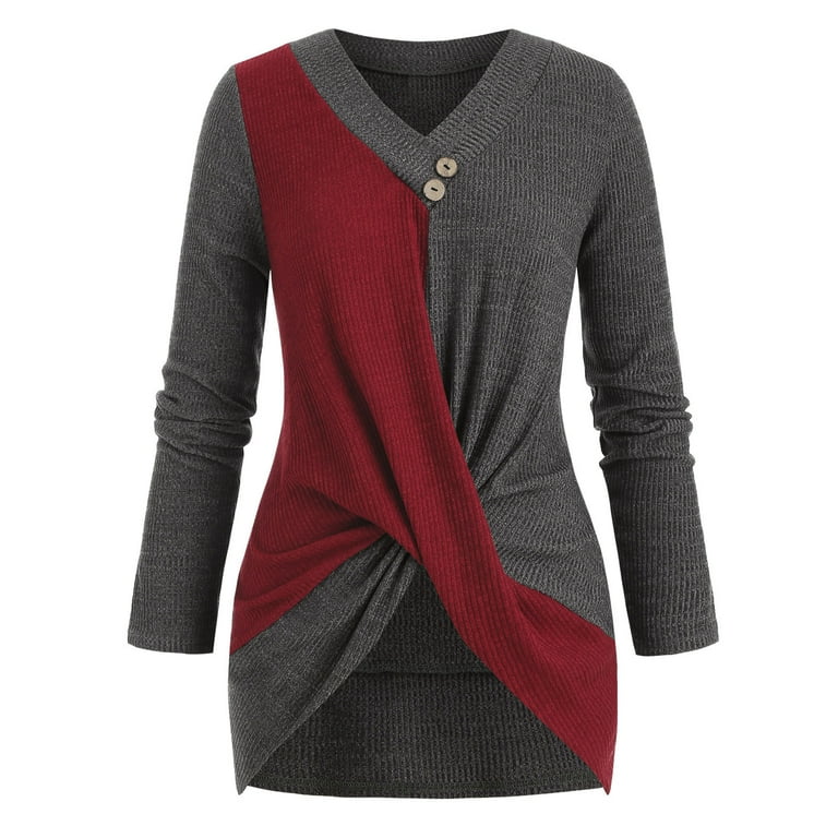 Rosegal Plus Size Two Tone Twisted Ribbed Knit Sweater Multi L
