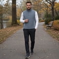 thumbnail image 3 of Youthup Men's Quilted Vest with Stand Collar - Wind-Resistant Thickened Sleeveless Jacket for Business Casual & Commuting, 3 of 14