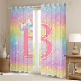 thumbnail image 2 of Manfei Kawaii Girls Letter B Blackout Curtains Set of 2 (52x84 Each) for Kid, Cartoon Monogrammed Window Curtains, Bling Stars Rainbow Curtains and Drapes, Black Out Curtains Decor, 2 of 6