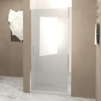 36"W x 72" Pivot Shower Door,Half Frame Shower Door,1/4" Transparent Glass,Chrome Aluminum Frame