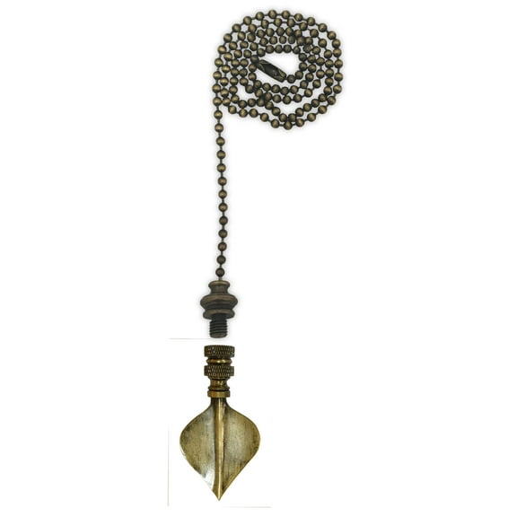 Royal Designs Fan Pull Chain with Spade Leaf Finial – Antique Brass