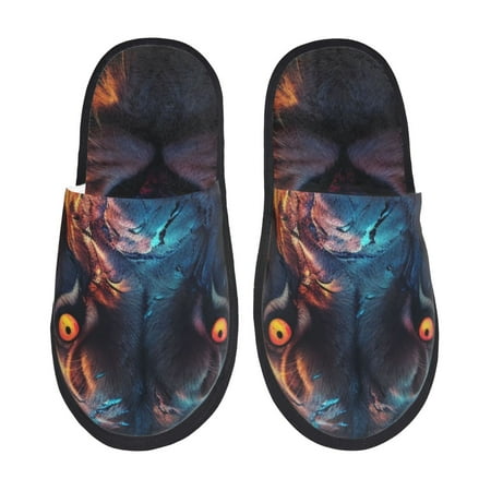 Balery Forest Cool Lion Slient Indoor Furry Fleece Comfort House Shoes Soft Non-Slip Home Shoes Cotton slippers House Slippers-- Medium