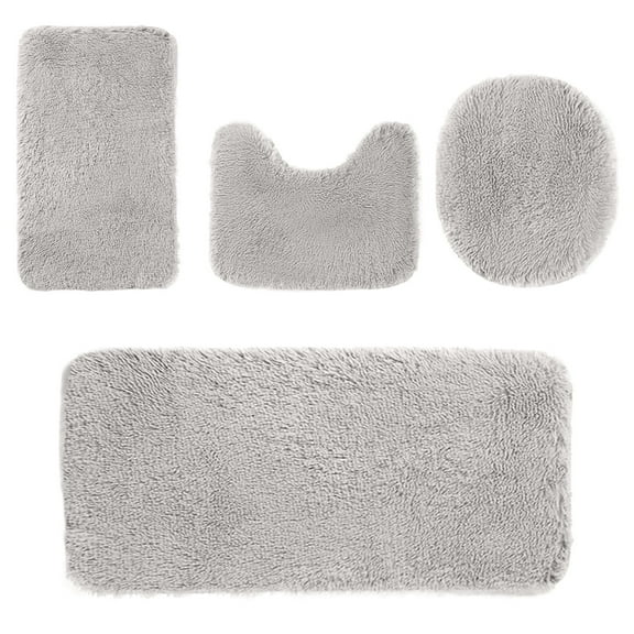 YFTDEY Solid Color Bath Mats Set, 4 Piece Bathroom Rugs, Soft Comfortable, Non-Slip Thick, Water Absorbent, Machine Washable, Perfect for Home, Restroom Use