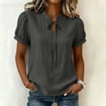 thumbnail image 5 of Hurxie Women's Chiffon Ruffle Sleeve V-Neck Blouse – Lightweight Summer Top for Work or Casual Wear Gray,L, 5 of 8