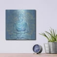 thumbnail image 4 of Luxe Metal Art 'Buddha on Blue I' by Annie Warren, Metal Wall Art, 12"x12", 4 of 9