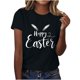 thumbnail image 1 of Mujeres de Manga Corta Tops Casual Nuevo Cuello Redondo Pascua, Ligera Camiseta de Poliéster Spandex, 1 of 4