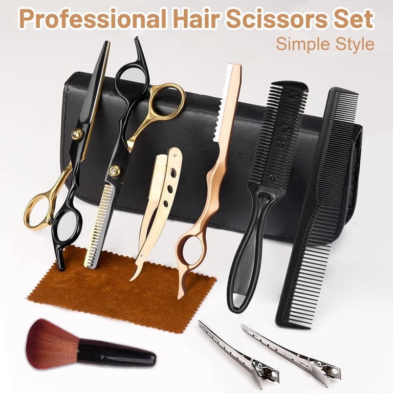 cyrico Professional Hair Cutting Scissors Set, 10 Pieces, Gold photo 8