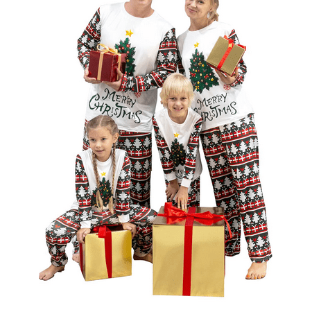 

Christmas Family Matching Pajamas Set Long Sleeve Tops Christmas Tree Holiday Jammies PJS Sleepwear