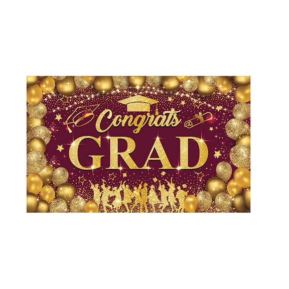 Party Decorations,Graduation Decorations 2026,EXtraLarge Congrats Grad Banner 180x110 Cm | Graduation Party Decorations 2026 Gold And Red,Classroom Decor,Home Decor