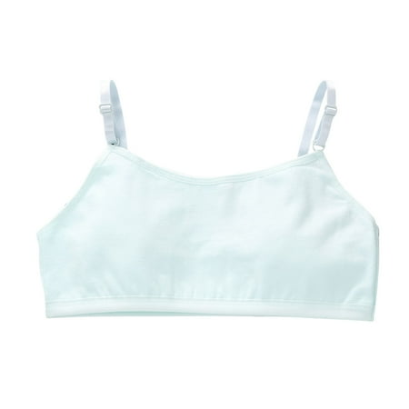 Little Girl Bras Training Bra Breathable Cotton Bra Summer Lightly Adjustable Strap Wireless Comfortable Bralette  Mint Green  L