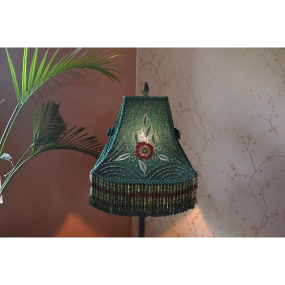 BespokeByNikita Embroidered Fringe Square Silk Lamp Shade