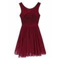 thumbnail image 6 of ZDHoor Womens Lyrical Dance Dress Contemporary Chiffon Ballet Leotard High Low Skirted Dancewear Wine Red Small, 6 of 7