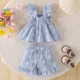 thumbnail image 4 of RMGVDSD Baby Girl Clothes Floral Print Toddler Girls Summer Outfit Sleeveless Ruffle Shirt Tank Tops And Shorts Two Piece Sets Toddler 3-4 Years, 4 of 6