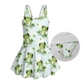 thumbnail image 6 of COEQINE Girls One Piece Swimsuit with Attached Liner, Scoop Neck V-Back Swim Dress for Swim Lessons, Polyester Spandex Bathing Suit for Girls 3-4 Year Olds, Green Frog Heart, 6 of 8