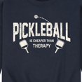 thumbnail image 3 of Instant Message - Pickleball Cheaper Than Therapy - Men's Crew Neck Fleece Pullover, 3 of 6