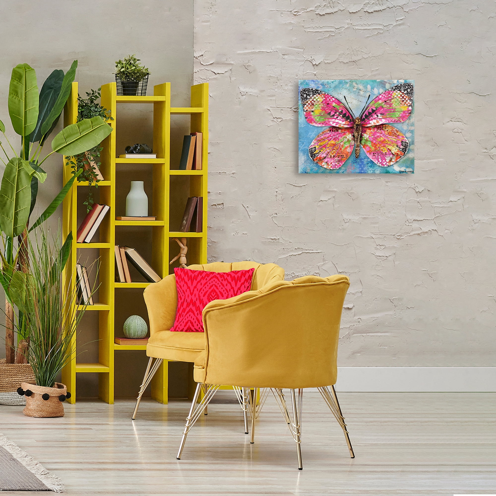 Stupell Industries Wonderland Butterfly Pattern Animals Painting Wrapped Canvas Art Print Wall Art, 20 x 16