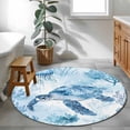 thumbnail image 4 of Round Area Rug 3ft, Watercolor Blue Marine Sea Turtle Non-Shedding Washable Area Rug, Summer Ocean Jellyfish Coral Non Slip Low-Profile Circle Rugs for Living Room, Bedroom Dining Room, 4 of 9